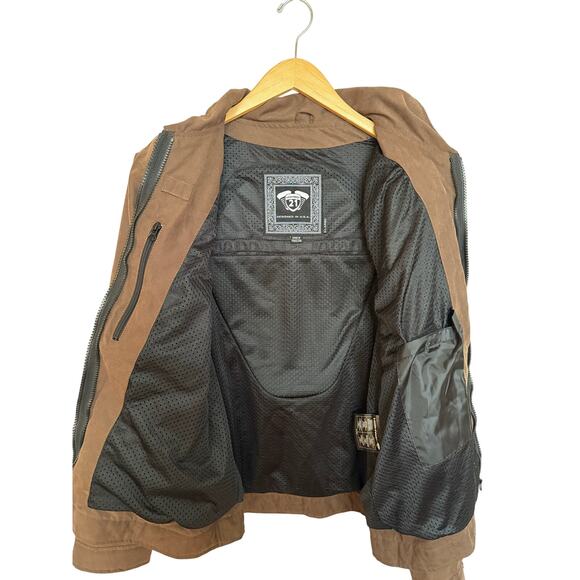 Highway 21 Gearhead Motorcycle Jacket Men’s XL Brown Armor Pads Water Resistant - Picture 8 of 9